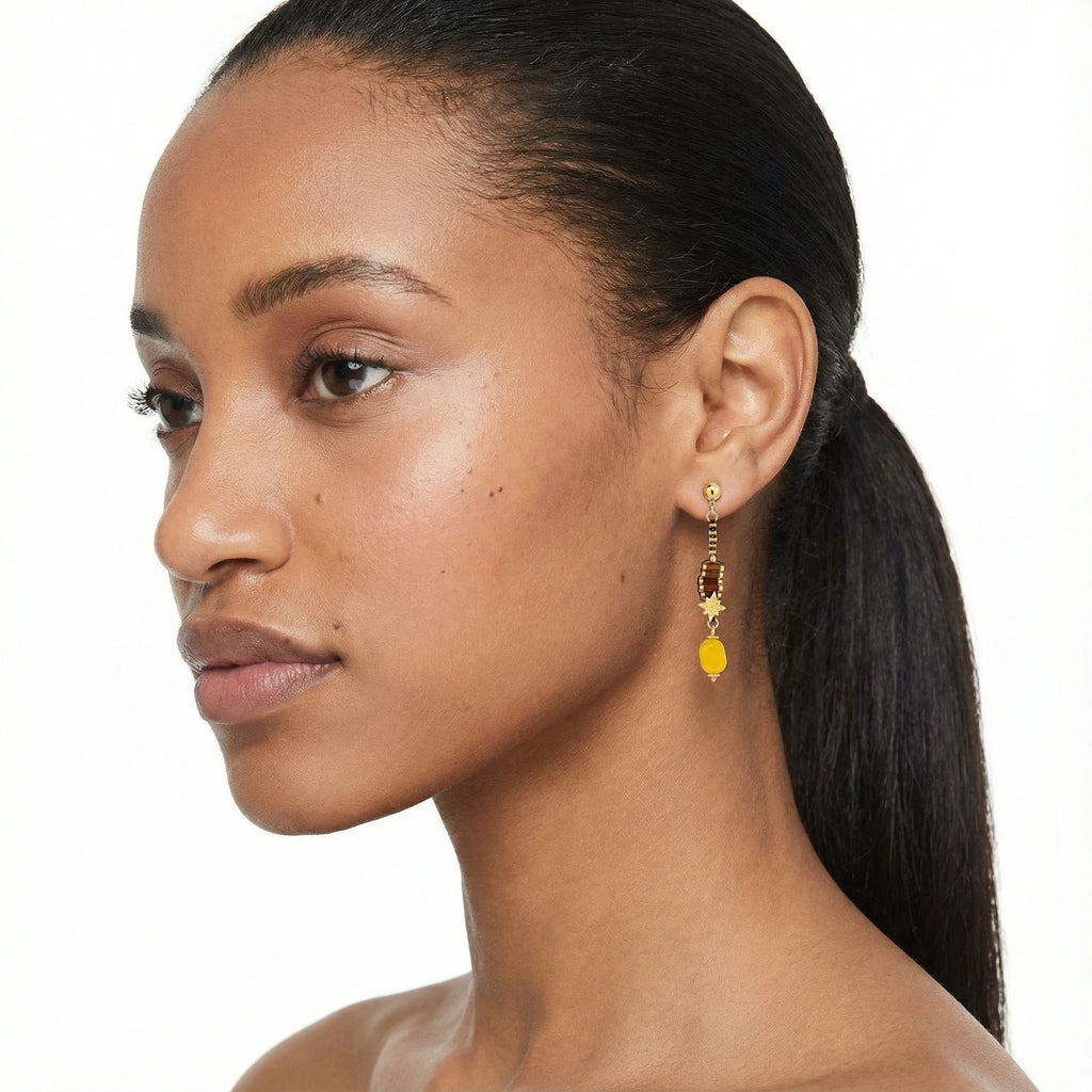 Celestial Amber Drop Earrings